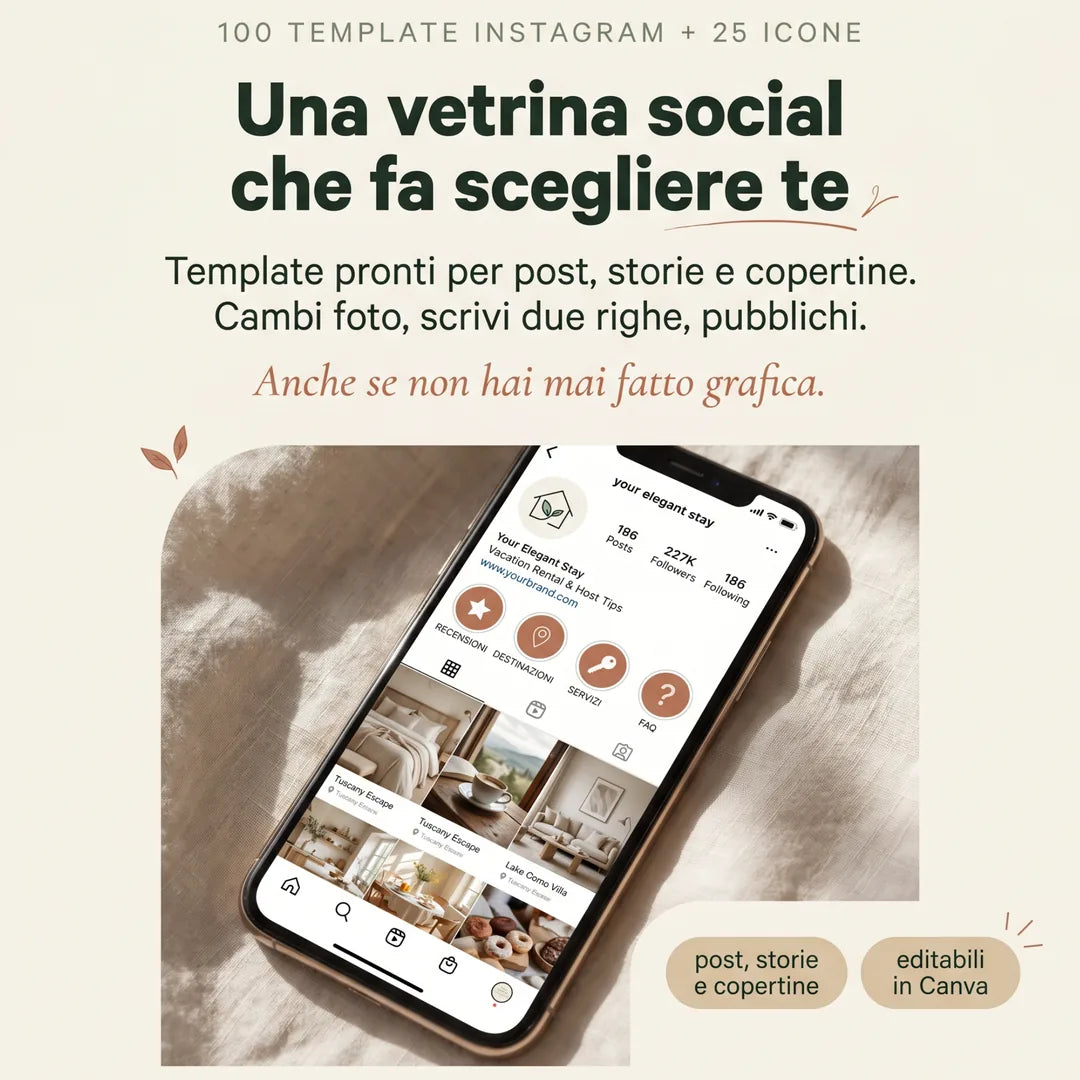 100 template Instagram + 25 icone storie